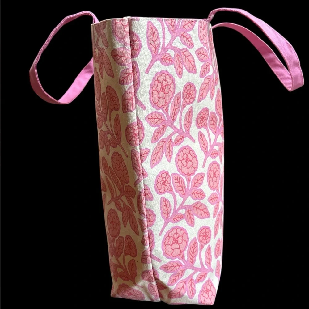 Gooseberry Moon Pink Floral Canvas Tote Bag‎ Inner Pocket NWT 22x21x7 Resistant